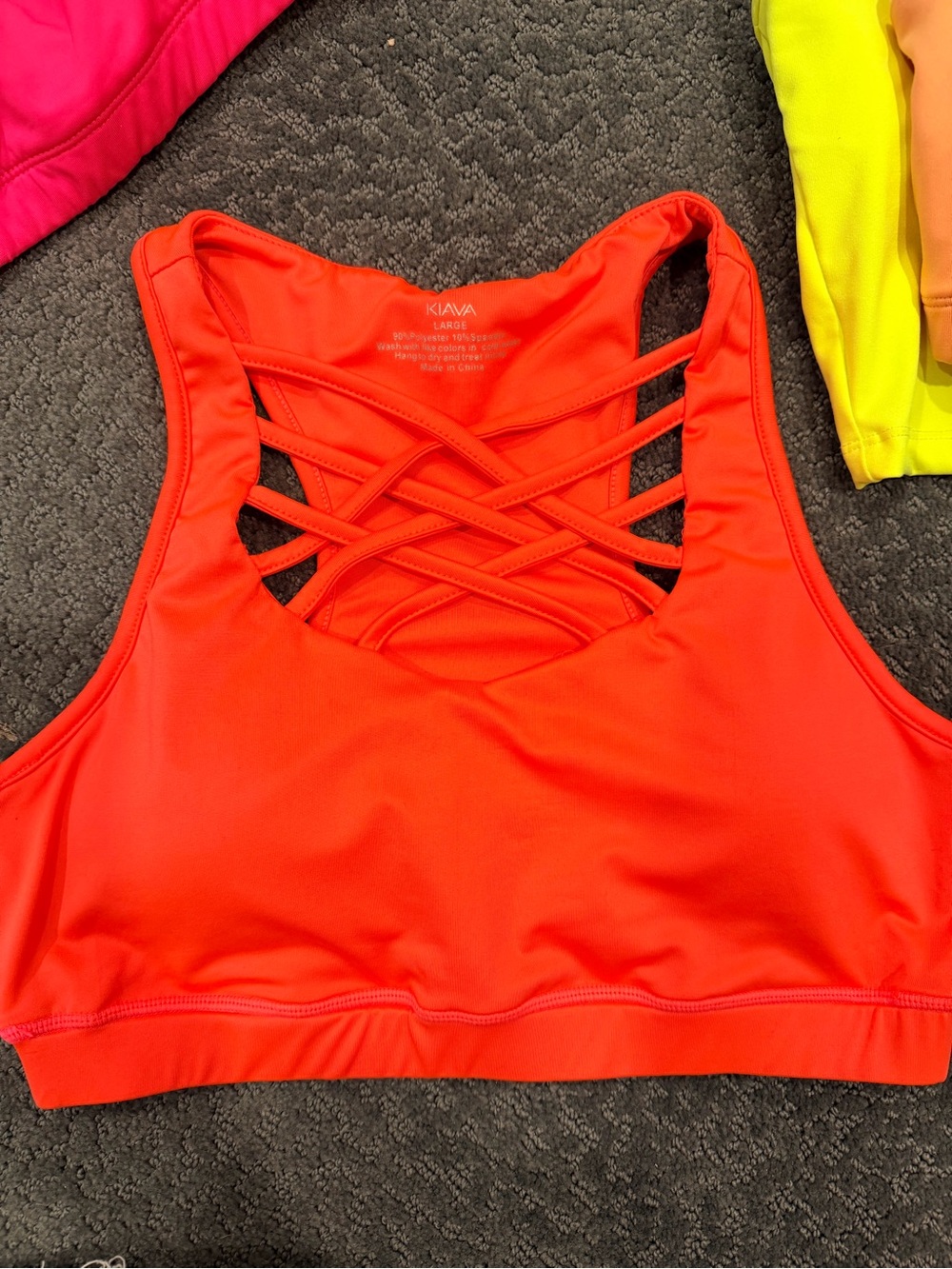 KIAVA Neon Coral Crisscross Back Sports Bra